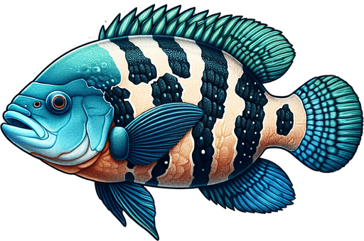 a realistic oscarFish.
Single Game Texture. In-Game asset. 2d. Blank background. High contrast. No shadows.