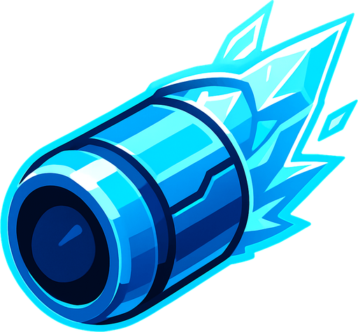 Bala de hielo futurista.
In-Game asset.  2d.  High contrast.  No shadows