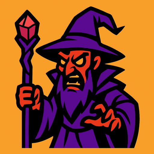 bad wizard.
In-Game asset.  2d.  High contrast.  No shadows
