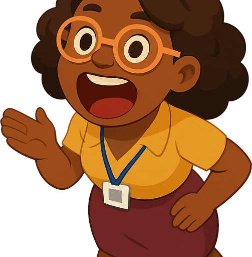 Make her open her mouth wide like she is talking very much, and lean forward slightly