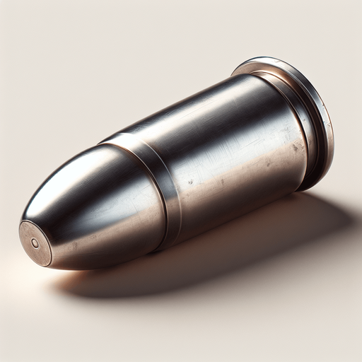 Bullet.
Single Game Texture. In-Game asset. 2d. Blank background. High contrast. No shadows.