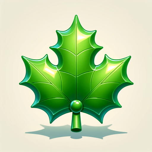 a christmas holly leaf. plastic style. Single Game Texture. In-Game asset. 2d. Blank background. High contrast. No shadows.