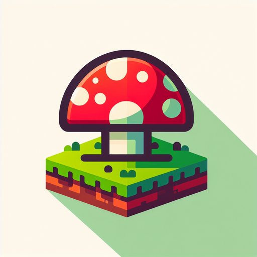 Mario mushroom.
Single Game Texture. In-Game asset. 2d. Blank background. High contrast. No shadows.