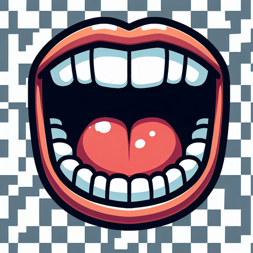 cartoon open mouth.
Single Game Texture.  In-Game asset.  2d.  Blank background.  High contrast.  No shadows