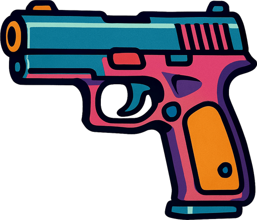 Gun.
In-Game asset.  2d.  High contrast.  No shadows