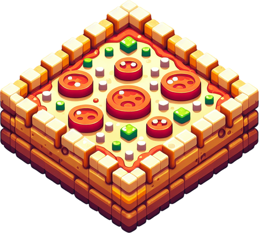 pizza mg.
Single Game Texture.  In-Game asset.  2d.  Blank background.  High contrast.  No shadows