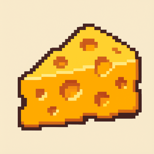 Cheese, pixelart.
In-Game asset.  2d.  High contrast.  No shadows