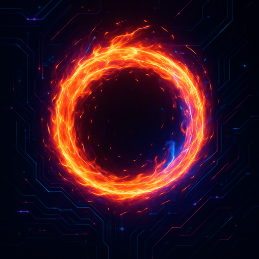 Ability icon 'Fire ring' . cyberpunk. abstract. Futuer. different colors. HD colors