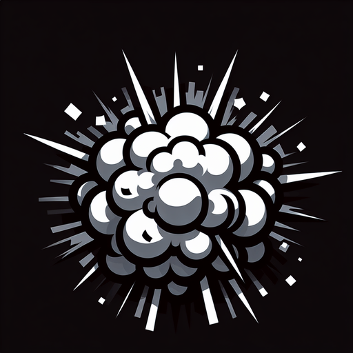 a small explosion.
Single Game Texture.  In-Game asset.  2d.  Blank background.  High contrast.  No shadows