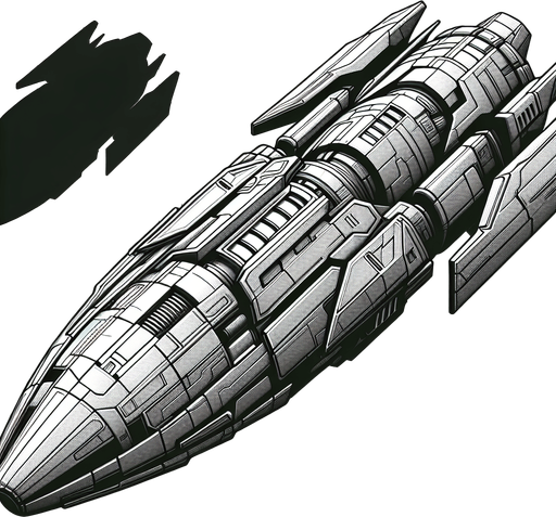 Spaceship bullet.
Single Game Texture.  In-Game asset.  2d.  Blank background.  High contrast.  No shadows