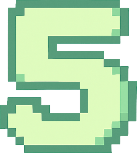 A pixel art number "5" designed for a cozy, cute retro 2D game UI with a bird theme. The number is rendered in soft pastel light green tones to harmonize with the gentle and sweet aesthetic of the game. It has a clean, simple, and rounded pixel style with no harsh edges, fitting perfectly within the pixel art UI style. The number is bold and easily readable at small sizes..
In-Game asset.  2d.  High contrast.  No shadows. pixel art. retro. 2d ui. number. pastel light green. simple. rounded edges. bold. cute. minimal