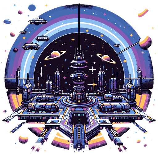 uzay üssü galaksi.
Single Game Texture.  In-Game asset.  2d.  Blank background.  High contrast.  No shadows