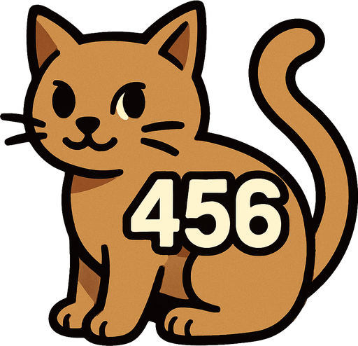Cat with 456 written on its back.
In-Game asset.  2d.  High contrast.  No shadows