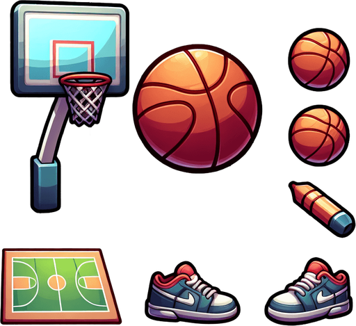 Basketball, cartoon style
Single Game Texture. In-Game asset. 2d. Blank background. High contrast. No shadows.