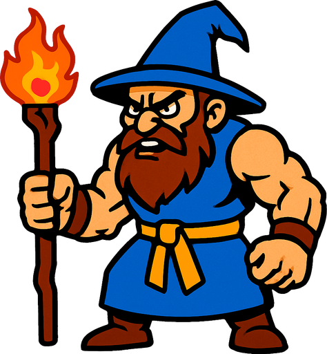 Mad strong wizard dc world 2d game.
In-Game asset.  2d.  High contrast.  No shadows