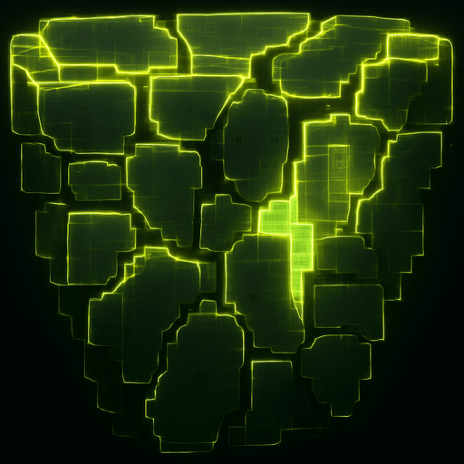 Glowing yellow-green cyberpunk neon hologram 3d