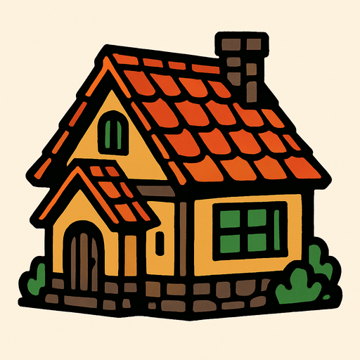 village house.
In-Game asset.  2d.  High contrast.  No shadows
