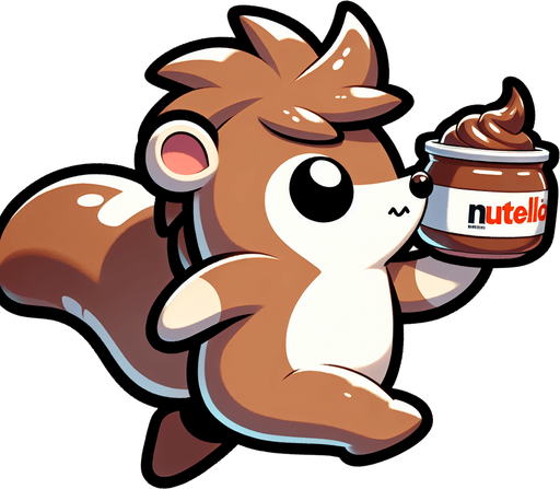 A cute lemming running while holding a nutella cup.
Single Game Texture. In-Game asset. 2d. Blank background. High contrast. No shadows. Cartoon style.