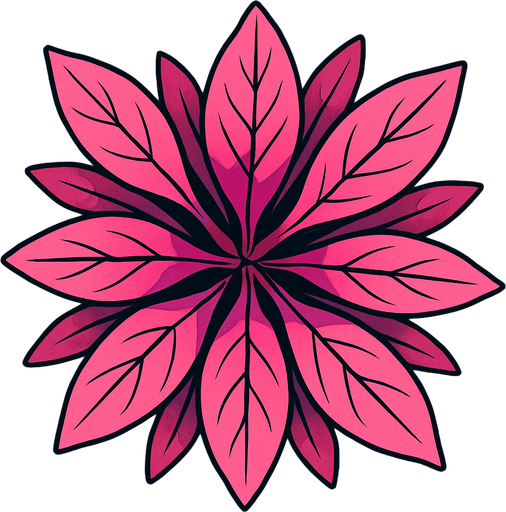 Top view of colorful pink plant looking upwards.
In-Game asset.  2d.  High contrast.  No shadows