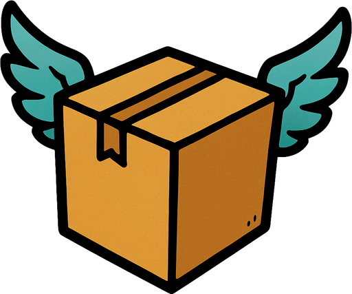 Caja con alas.
In-Game asset.  2d.  High contrast.  No shadows