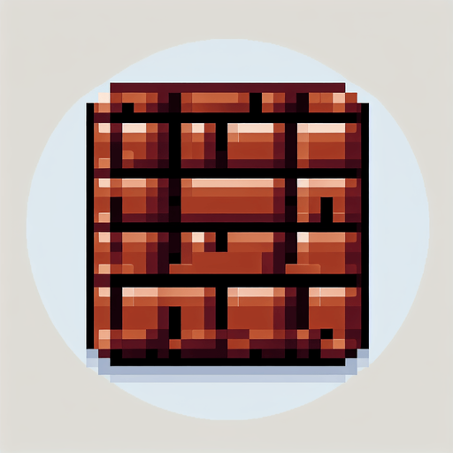 brick, brown color, pixel style.
Single Game Texture.  In-Game asset.  2d.  Blank background.  High contrast.  No shadows