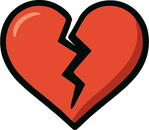 Broken heart with a little shadows.
In-Game asset.  2d.  High contrast.  No shadows
