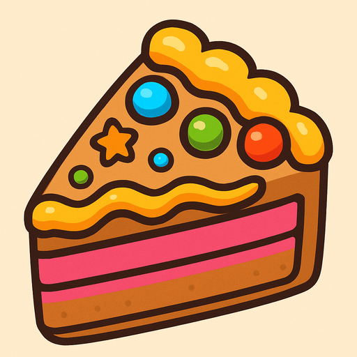 a slice cake top view for kids.
In-Game asset.  2d.  High contrast.  No shadows