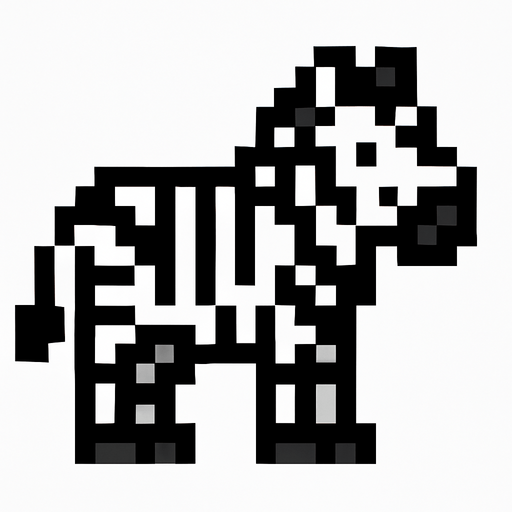 Zebra pixel.
In-Game asset.  2d.  High contrast.  No shadows