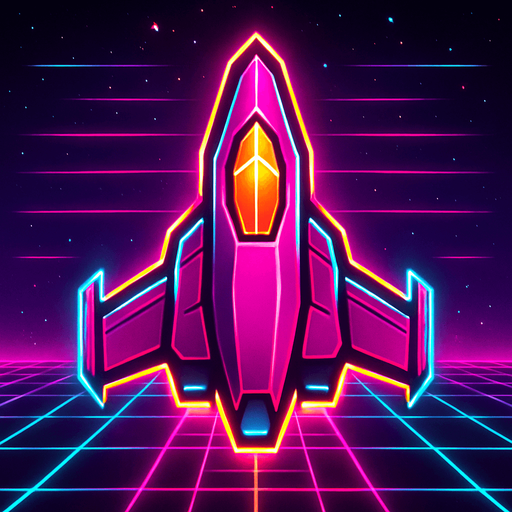 synthwave bright neon glow audiosurf or f-zero like ship
In-Game asset.  2d.  High contrast.  No shadows. facing upright vertical 3d like
