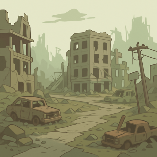 post apokaliptik evren.
In-Game asset.  2d.  low contrast.  No shadows