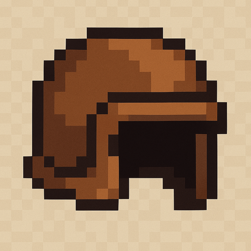 pixel brown game helmet.
In-Game asset.  2d.  High contrast.  No shadows