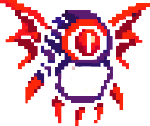 Flying Space enemy.
In-Game asset.  2d.  High contrast.  No shadows. Pixelart style.
