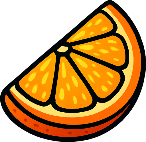 Trozo de naranja fruta.
In-Game asset.  2d.  High contrast.  No shadows