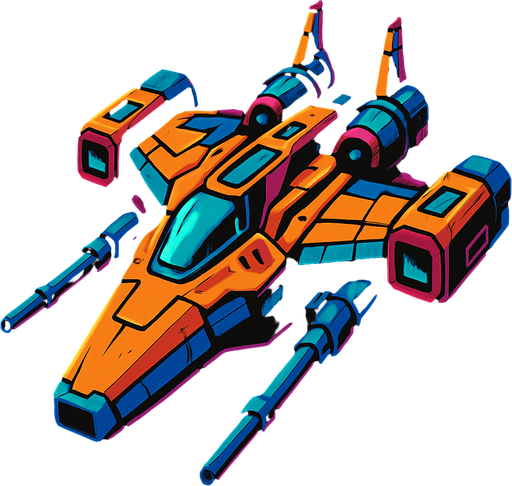 uzay savaş gemisi.
In-Game asset.  2d.  High contrast.  No shadows