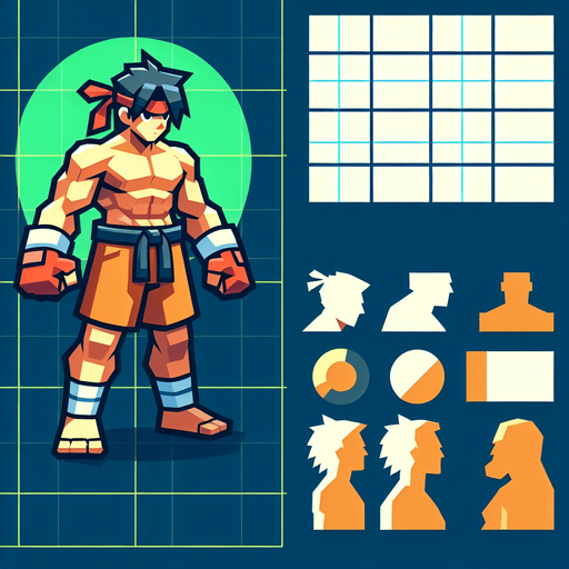 fighter.
Single Game Texture. In-Game asset. 2d. Blank background. High contrast. No shadows.