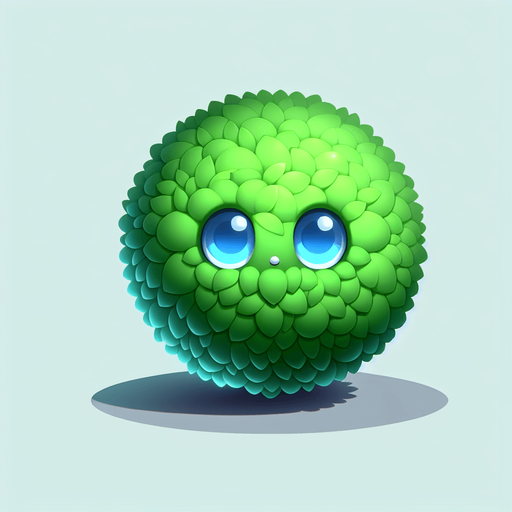 uma bola verde, com olhos azuiis fofos
, fundo png.
Single Game Texture. In-Game asset. 3d. Blank background. High contrast. No shadows.