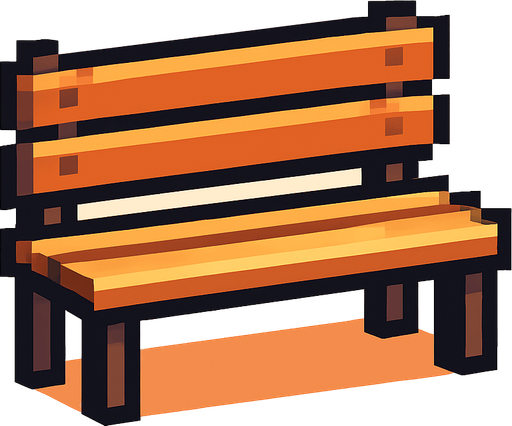 sitting bench pixels.
In-Game asset.  2d.  High contrast.  No shadows