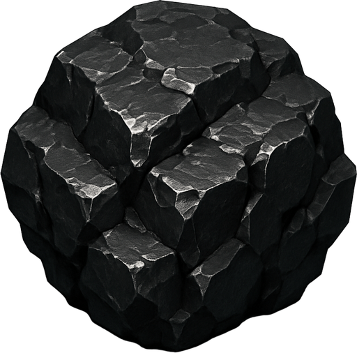 una roca de carbon.
In-Game asset.  High contrast.  No shadows. 3D