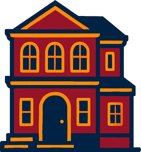 A building.
In-Game asset.  2d.  High contrast.  No shadows