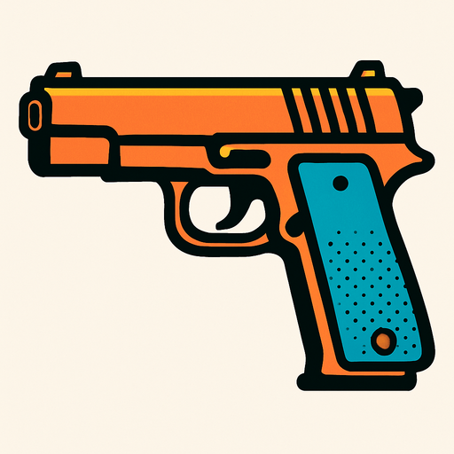 gun.
In-Game asset.  2d.  High contrast.  No shadows