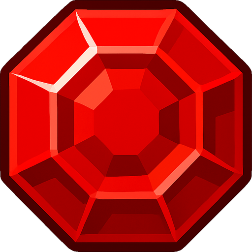 red gem.
In-Game asset.  2d.  High contrast.  No shadows