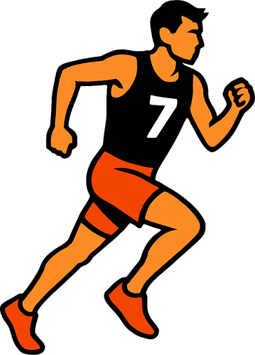 runner with a black shirt with number 7.
In-Game asset.  2d.  High contrast.  No shadows