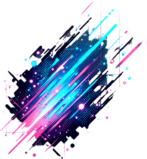 2d cyberpunk particle of a dash ability.
Single Game Texture. In-Game asset. 2d. Blank background. High contrast. No shadows.