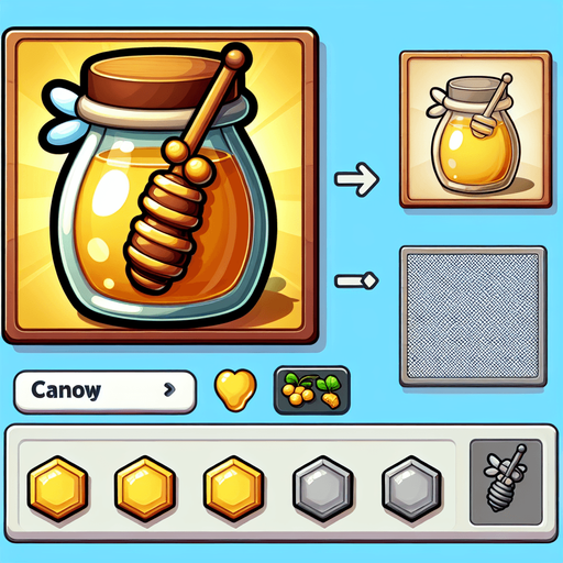 honey,cartoon,2d,blank background.
Single Game Texture.  In-Game asset.  2d.  Blank background.  High contrast.  No shadows
