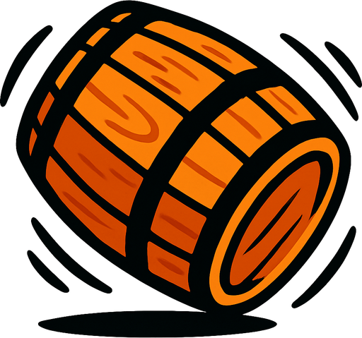 barrrel rolling.
In-Game asset.  2d.  High contrast.  No shadows