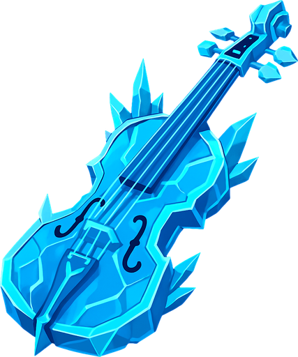 Violin de hielo futurista evolucionado.
In-Game asset.  2d.  High contrast.  No shadows