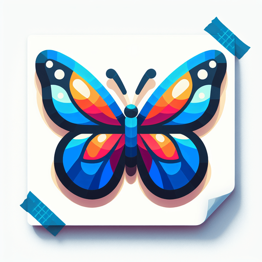 generate a butterfly.
Single Game Texture.  In-Game asset.  2d.  Blank background.  High contrast.  No shadows