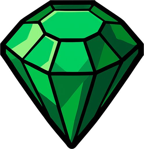 zümrüt.
In-Game asset.  2d.  High contrast.  No shadows