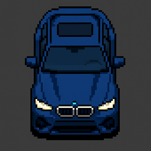BMW X6 pixel art bird's eye view.
In-Game asset.  2d.  High contrast.  No shadows