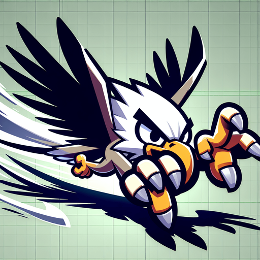 Swooping eagle with talons outstretched. Cartoon
Single Game Texture. In-Game asset. 2d. Blank background. High contrast. No shadows.